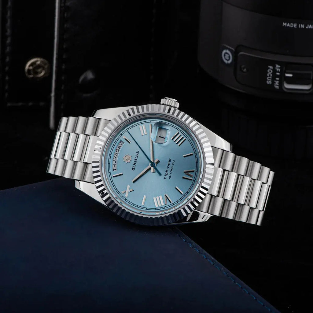 2023 New Sugess Watch of Men 40mm Day Date Automatic Dandong SL3034 Movement Retro Mechanical Wristwatch Sapphire Glass Golden Gola Watches