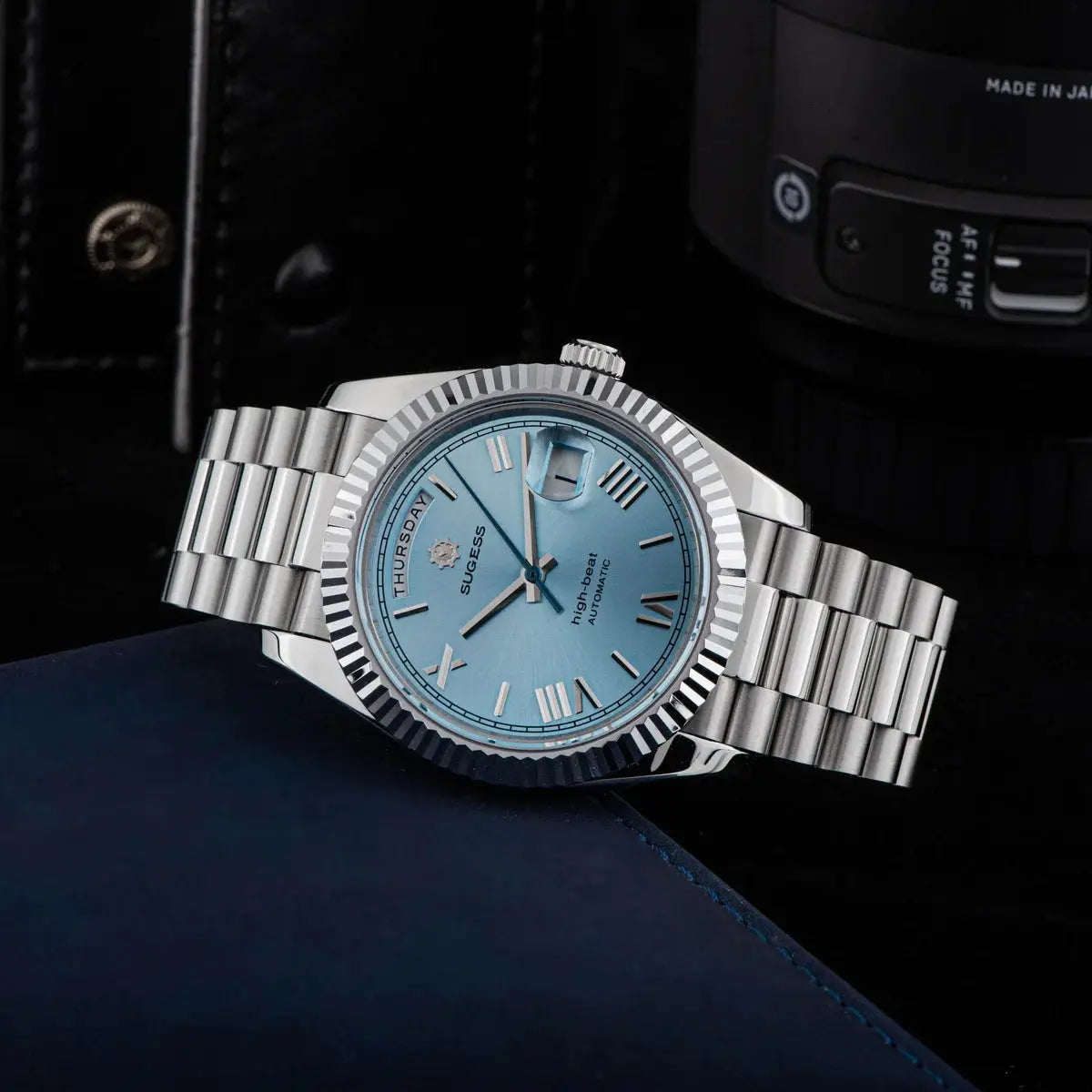 2023 New Sugess Watch of Men 40mm Day Date Automatic Dandong SL3034 Movement Retro Mechanical Wristwatch Sapphire Glass Golden Gola Watches