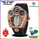 NEW PINDU Design Engine Series Quartz Watch Men Stainless steel Compass Waterproof TOP-luxurious Swiss quartz 762 movement watch