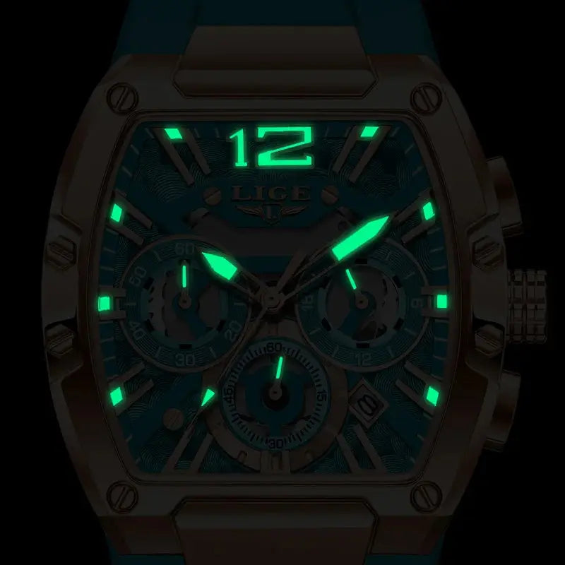LIGE Sports Man Watch Tonnea Hollow Design Quartz Men Wristwatches Chronograph Waterproof Luminous Silicone Strap Watches Male My Store
