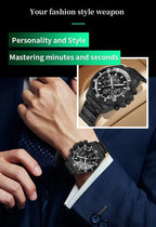 VA VA VOOM Brand Top Men Watch 1Pc Multifunctional Fashionable Timing Dial Green Gold Stainless Steel 3Bar Timing Watch for Men Gola Watches