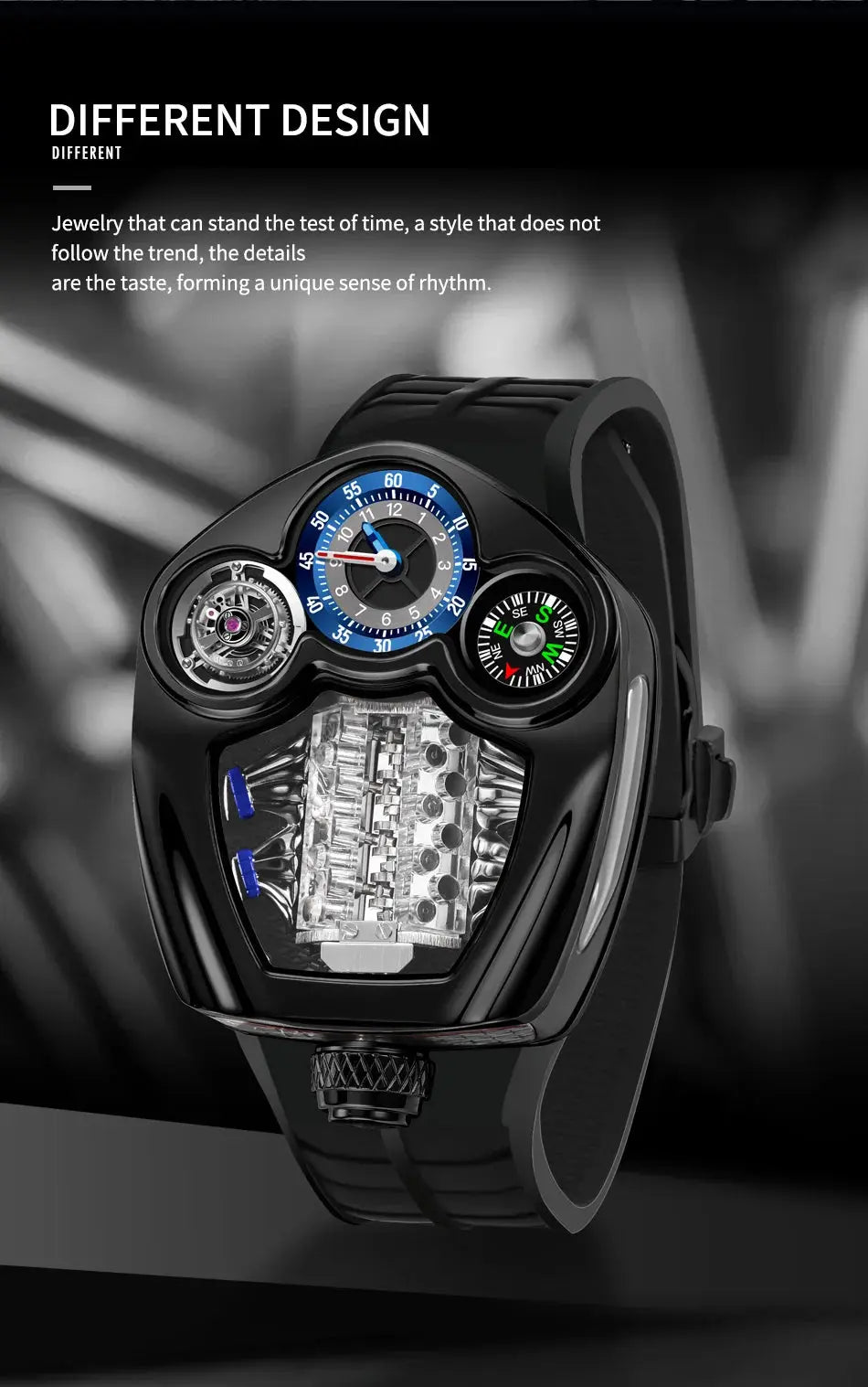 NEW PINDU Design Engine Series Quartz Watch Men Stainless steel Compass Waterproof TOP-luxurious Swiss quartz 762 movement watch Gola Watches