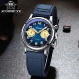ADDIESDIVE New 2025 Chronograph 38mm Men's Watches VK64 Quartz Wristwatch Luminous Bubble Mirror 10Bar Waterproof Steel Watch