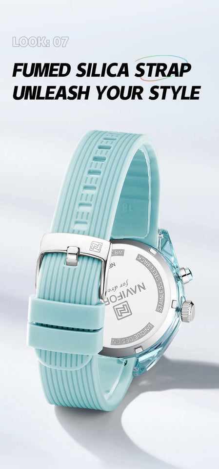 NAVIFORCE Women's Waterproof Watch Fashion Casual Luminous Display Quartz Wristwatch with Silicone Band Reloj Mujer High Quality