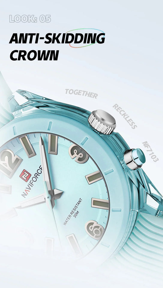 NAVIFORCE Women's Waterproof Watch Fashion Casual Luminous Display Quartz Wristwatch with Silicone Band Reloj Mujer High Quality