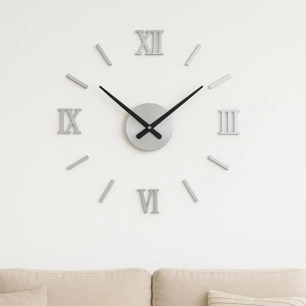 45X45cm Roman Numer 3D Watch Acrylic Mirrored Digital Wall Clock For Living Room Modern Design DIY Home Decor Gola Watches