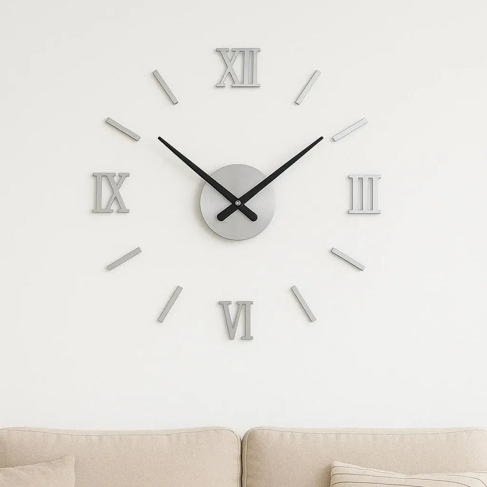 45X45cm Roman Numer 3D Watch Acrylic Mirrored Digital Wall Clock For Living Room Modern Design DIY Home Decor