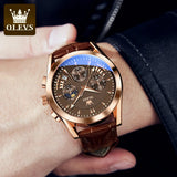OLEVS Original Luxury Brand Men's Watches High Quality Waterproof Quartz Watch for Men Fashion Leather Strap Man Wristwatch