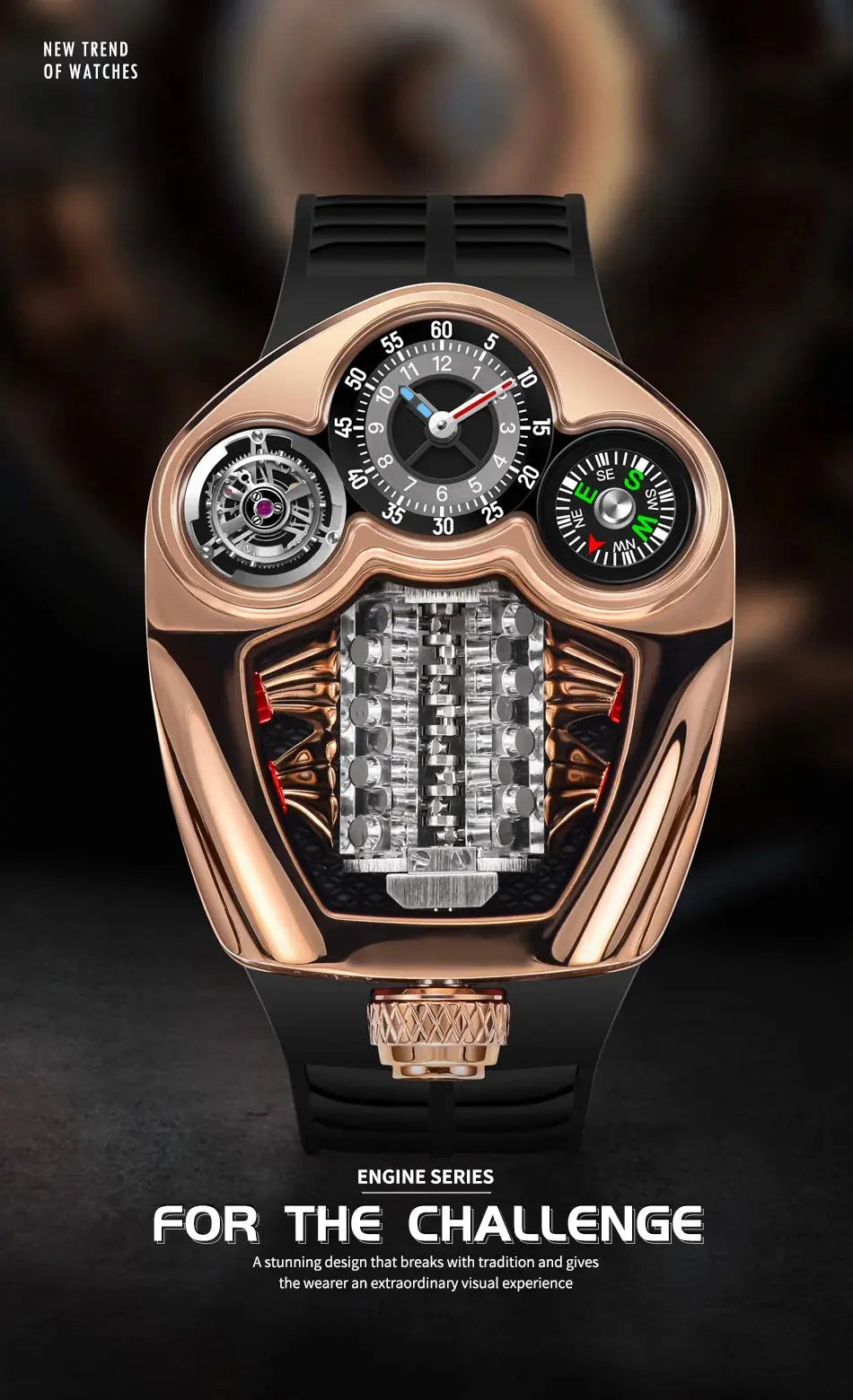 NEW PINDU Design Engine Series Quartz Watch Men Stainless steel Compass Waterproof TOP-luxurious Swiss quartz 762 movement watch Gola Watches