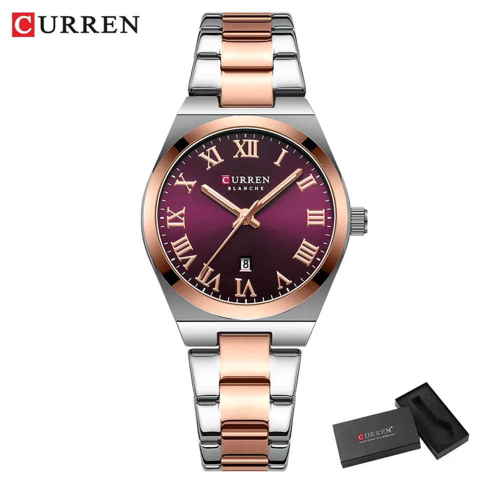 CURREN Watch Women,Watches for Women,Ladies Watches,Waterproof Fashion Dress Stainless Steel Bracelet Analog Watches Date