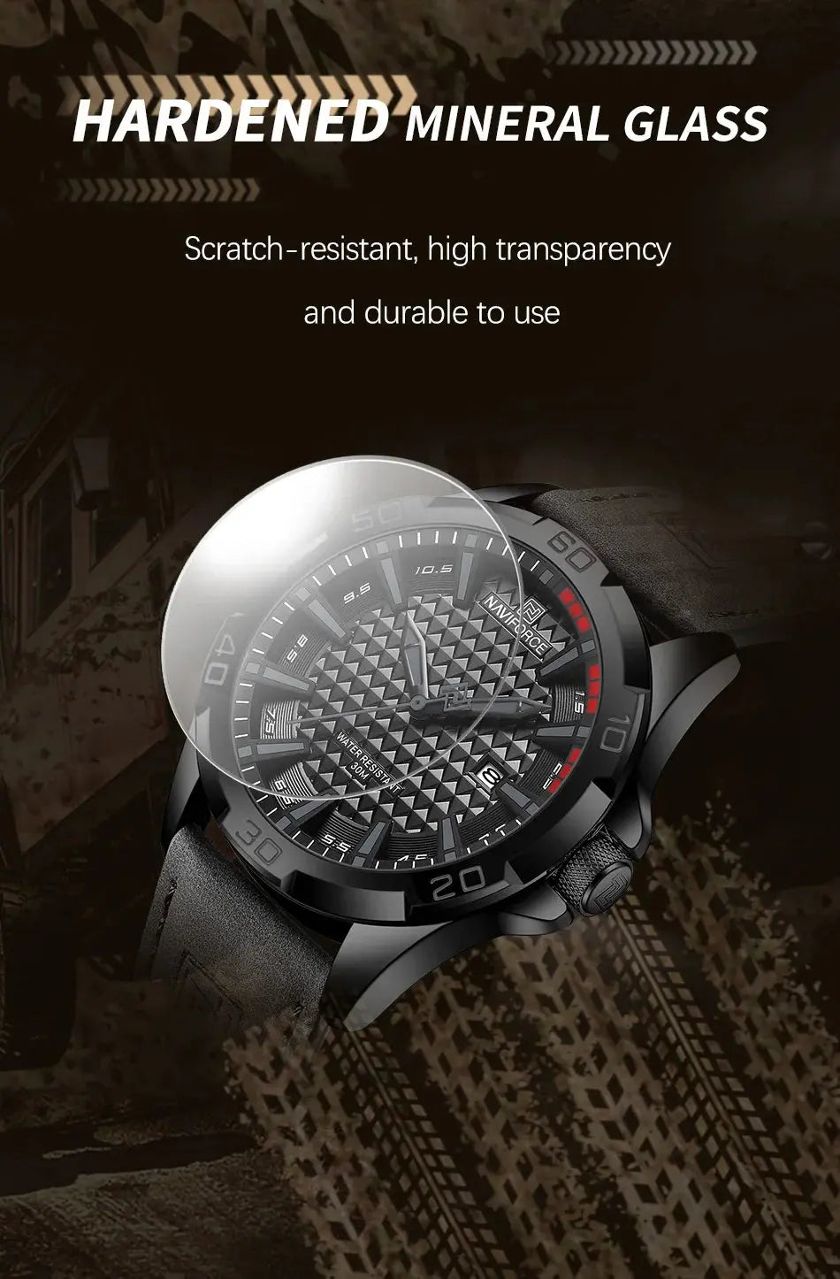 Top Brand NAVIFORCE  Men Quartz Watch Sports Shockproof Waterproof Leather Male Fashion Luxury WristWatch Casual Calendar Clock My Store