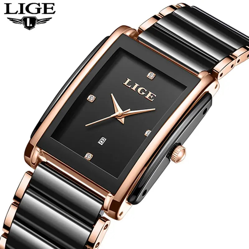 LIGE 2025 Watch Women's Retro Luxury Ladies Watch Fashion Ceramic Strap Waterproof Quartz Watches for Women Bracelet clock reloj Gola Watches