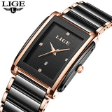 LIGE 2025 Watch Women's Retro Luxury Ladies Watch Fashion Ceramic Strap Waterproof Quartz Watches for Women Bracelet clock reloj