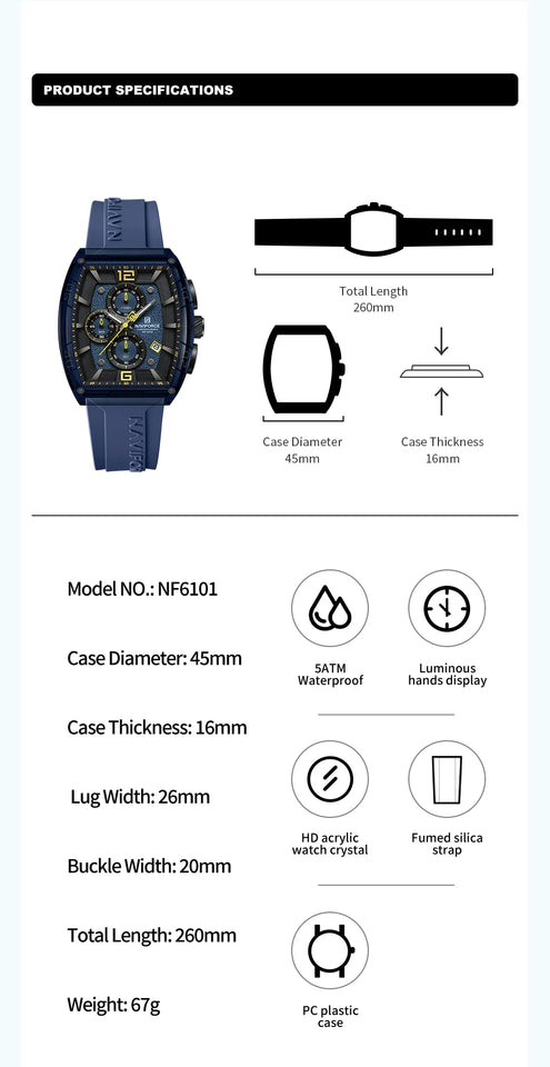 Top Brand NAVIFORCE Fashion Watches for Men Quartz Silicone Strap 50M Waterproof Date Original Man's WristWatch Reloj Hombr 2025