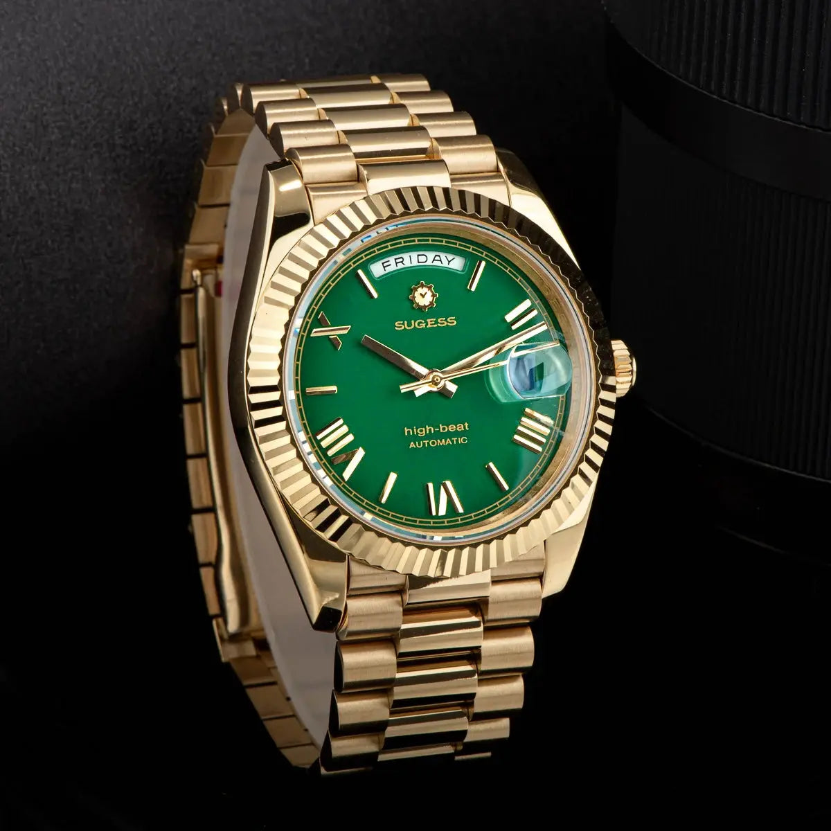 2023 New Sugess Watch of Men 40mm Day Date Automatic Dandong SL3034 Movement Retro Mechanical Wristwatch Sapphire Glass Golden Gola Watches