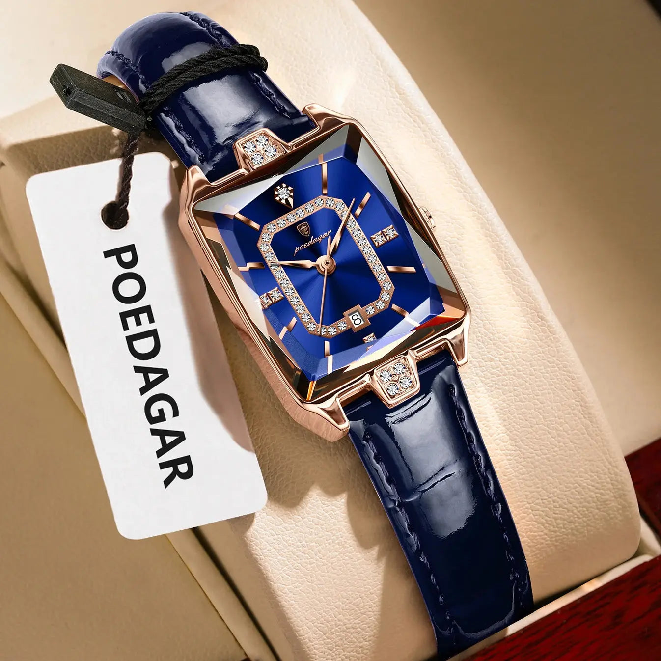 POEDAGAR Rectangle Luxury Women's Watches Waterproof Date Leather Woman Watch Elegant Fashion Quartz Women Wristwatch Reloj Gift My Store