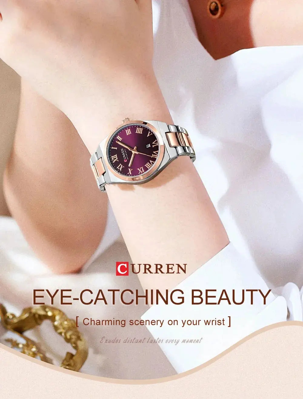 CURREN Watch Women,Watches for Women,Ladies Watches,Waterproof Fashion Dress Stainless Steel Bracelet Analog Watches Date My Store
