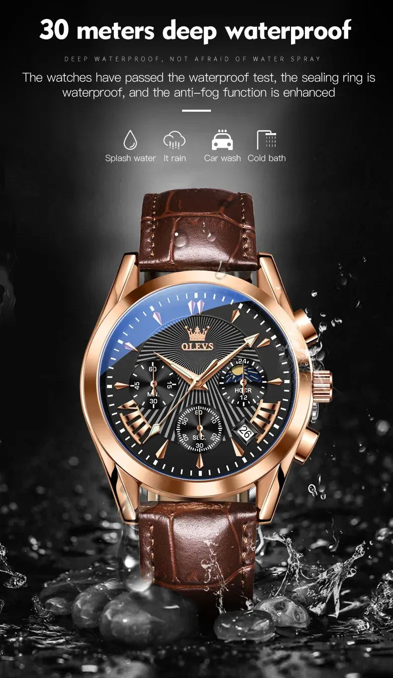 OLEVS Original Luxury Brand Men's Watches - High Quality Waterproof Quartz Watch for Men Gola Watches