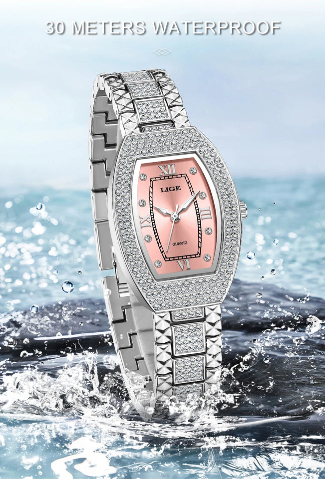 LIGE Fashion Luxury Square Watch For Woman Luminous Waterproof Date Ladies Watch Elegant Women's Quartz Watches Relogio Feminino