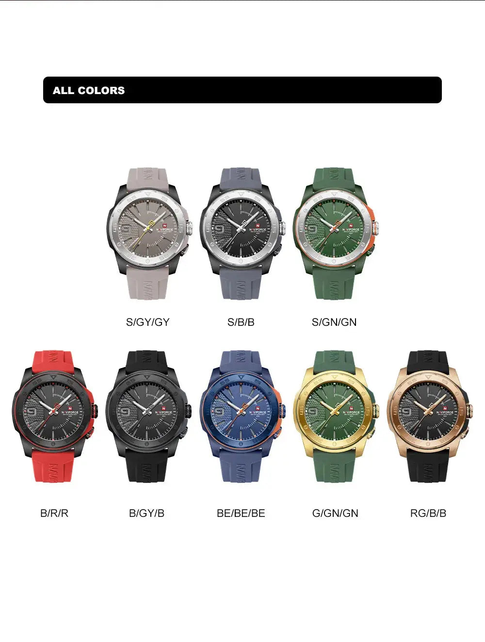 NAVIFORCE Luxury Fashion Quartz Watches for men Silicone Strap Hand Clock 50m Waterproof Japan Movement Man Sports Wristwatches My Store