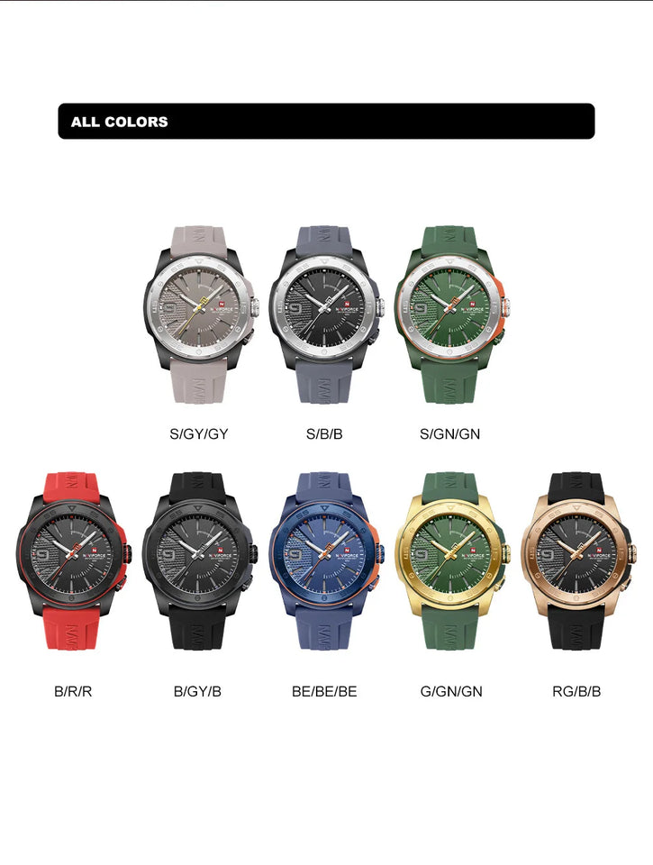 NAVIFORCE Luxury Fashion Quartz Watches for men Silicone Strap Hand Clock 50m Waterproof Japan Movement Man Sports Wristwatches