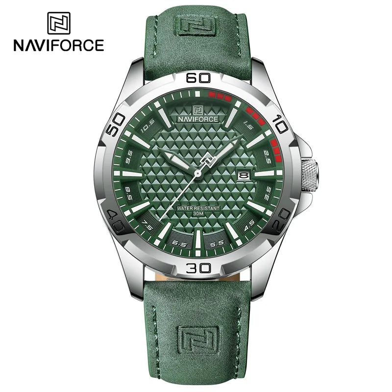 Top Brand NAVIFORCE  Men Quartz Watch Sports Shockproof Waterproof Leather Male Fashion Luxury WristWatch Casual Calendar Clock
