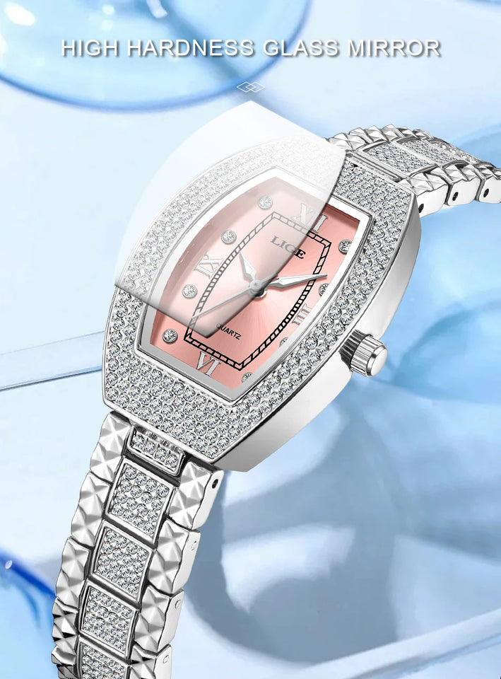 LIGE Fashion Luxury Square Watch For Woman Luminous Waterproof Date Ladies Watch Elegant Women's Quartz Watches Relogio Feminino