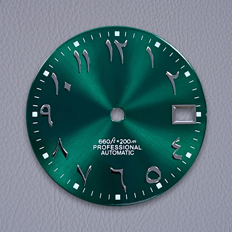 28.5mm S Logo Silver Nail Arabic Sunburst Dial Fit NH35/NH36/7S/4R Movement Dial Watch Modification Accessories