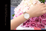 2023 New Women Bracelet Watch 1 Set Japan Quartz Movement Simple Rose Gold Stainless Steel Mesh Student Watches Relogio Feminino