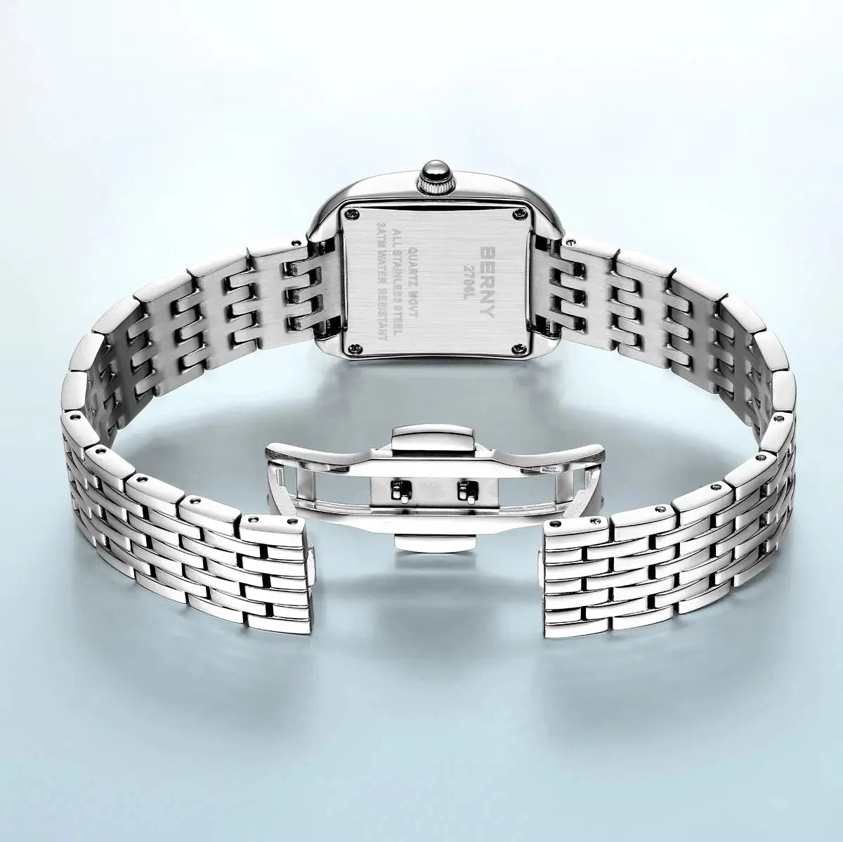 BERNY Luxury Brand Woman Watch New In High Quality S/S Square Ladies Quartz Watches Fashion Elegant Business Wristwatch Gola Watches