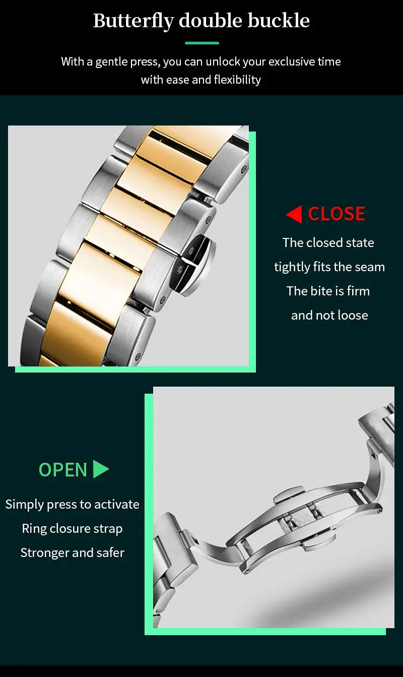 VA VA VOOM Brand Top Men Watch 1Pc Multifunctional Fashionable Timing Dial Green Gold Stainless Steel 3Bar Timing Watch for Men Gola Watches