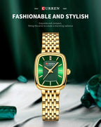 CURREN 9093 Fashion Quartz Women's Watch Elegant Square Dial Gold Stainless Steel Strap Casual Waterproof Watch relojes de mujer Gola Watches