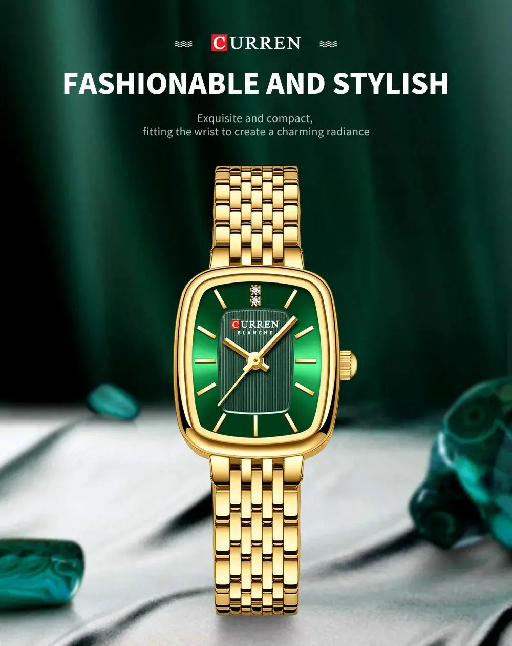 CURREN 9093 Fashion Quartz Women's Watch Elegant Square Dial Gold Stainless Steel Strap Casual Waterproof Watch relojes de mujer Gola Watches