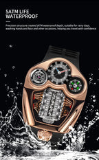 NEW PINDU Design Engine Series Quartz Watch Men Stainless steel Compass Waterproof TOP-luxurious Swiss quartz 762 movement watch Gola Watches