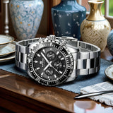 VA VA VOOM Brand Top Men Watch 1Pc Multifunctional Fashionable Timing Dial Green Gold Stainless Steel 3Bar Timing Watch for Men