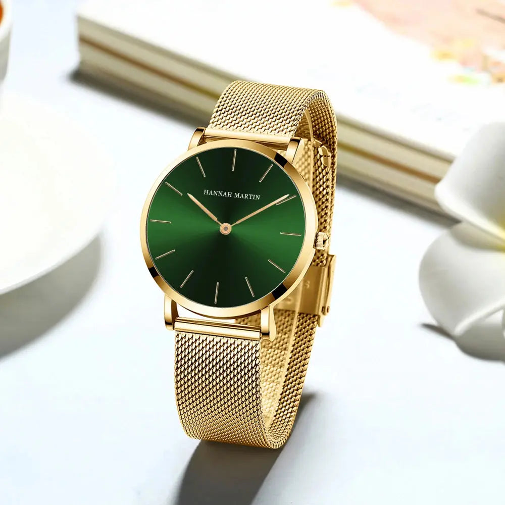 2023 New Women Bracelet Watch 1 Set Japan Quartz Movement Simple Rose Gold Stainless Steel Mesh Student Watches Relogio Feminino Gola Watches