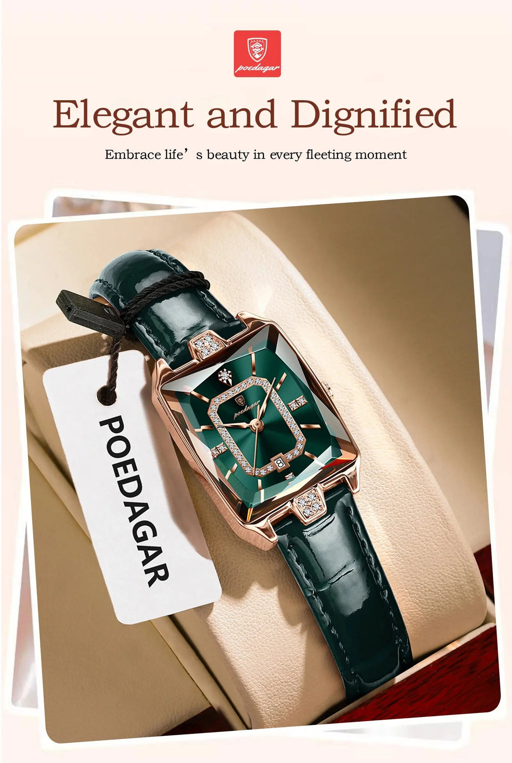 POEDAGAR Rectangle Luxury Women's Watches Waterproof Date Leather Woman Watch Elegant Fashion Quartz Women Wristwatch Reloj Gift My Store