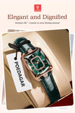 POEDAGAR Rectangle Luxury Women's Watches Waterproof Date Leather Woman Watch Elegant Fashion Quartz Women Wristwatch Reloj Gift