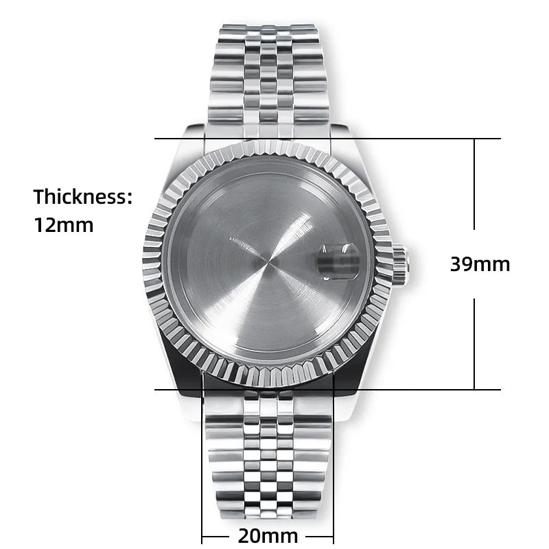 Neiton 36mm/39mm Sapphire Glass For Men Watch Case Fit NH36 NH34 NH35Movement FashionWaterproof Jubilee Stainless Steel