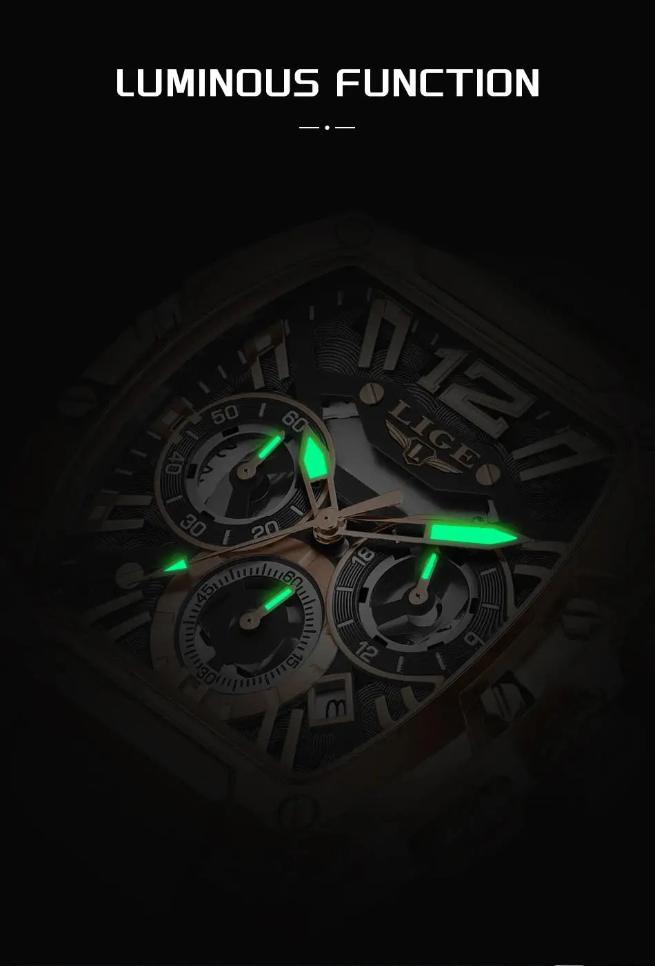 LIGE Sports Man Watch Tonnea Hollow Design Quartz Men Wristwatches Chronograph Waterproof Luminous Silicone Strap Watches Male My Store
