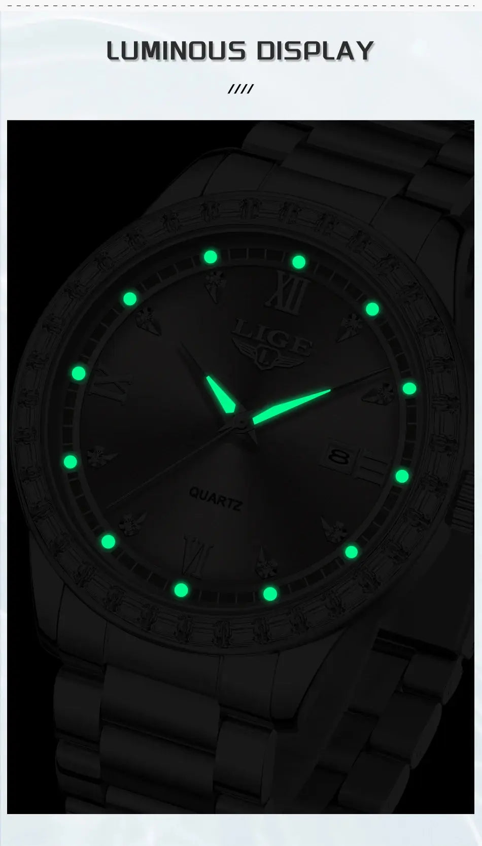 LIGE elegant women's watch Fashion waterproof clock luminous stainless steel business quartz watch for Women reloj de mujer+BOX Gola Watches