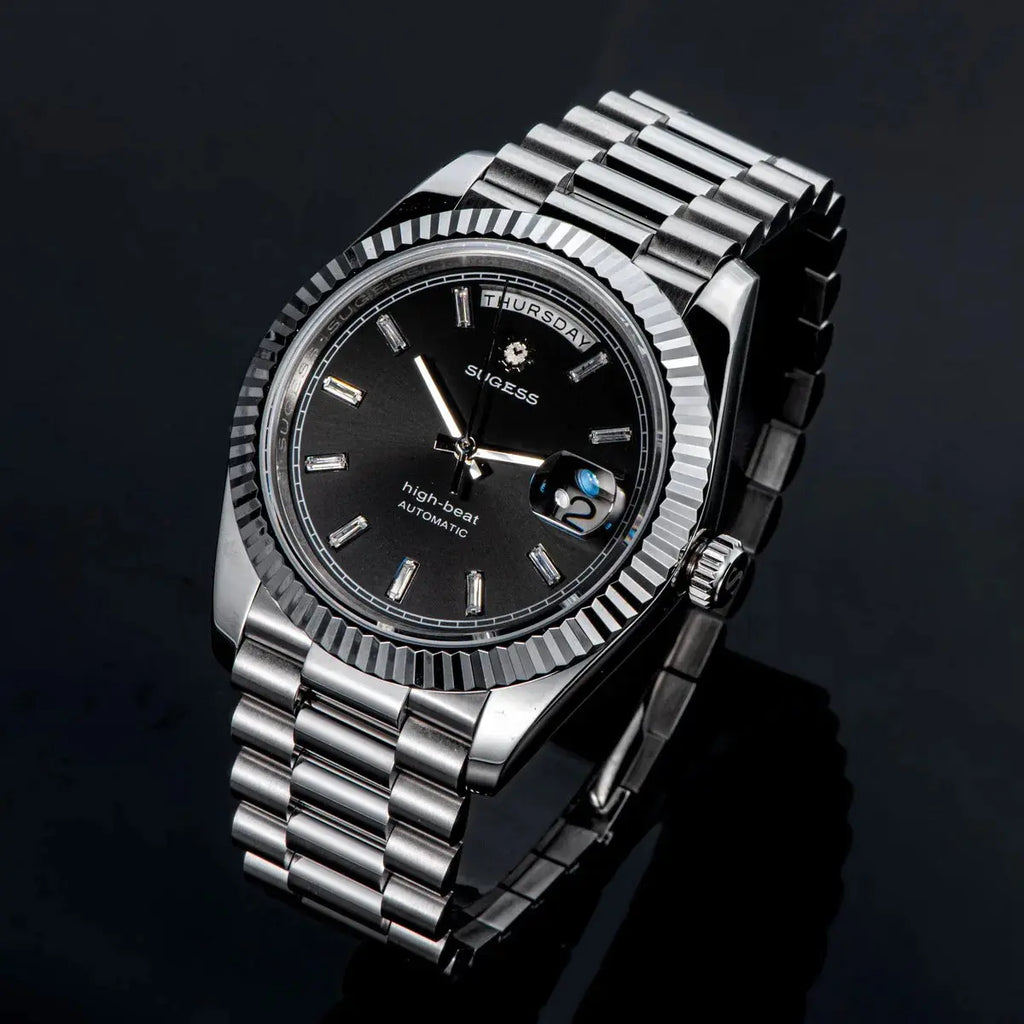 2023 New Sugess Watch of Men 40mm Day Date Automatic Dandong SL3034 Movement Retro Mechanical Wristwatch Sapphire Glass Golden Gola Watches