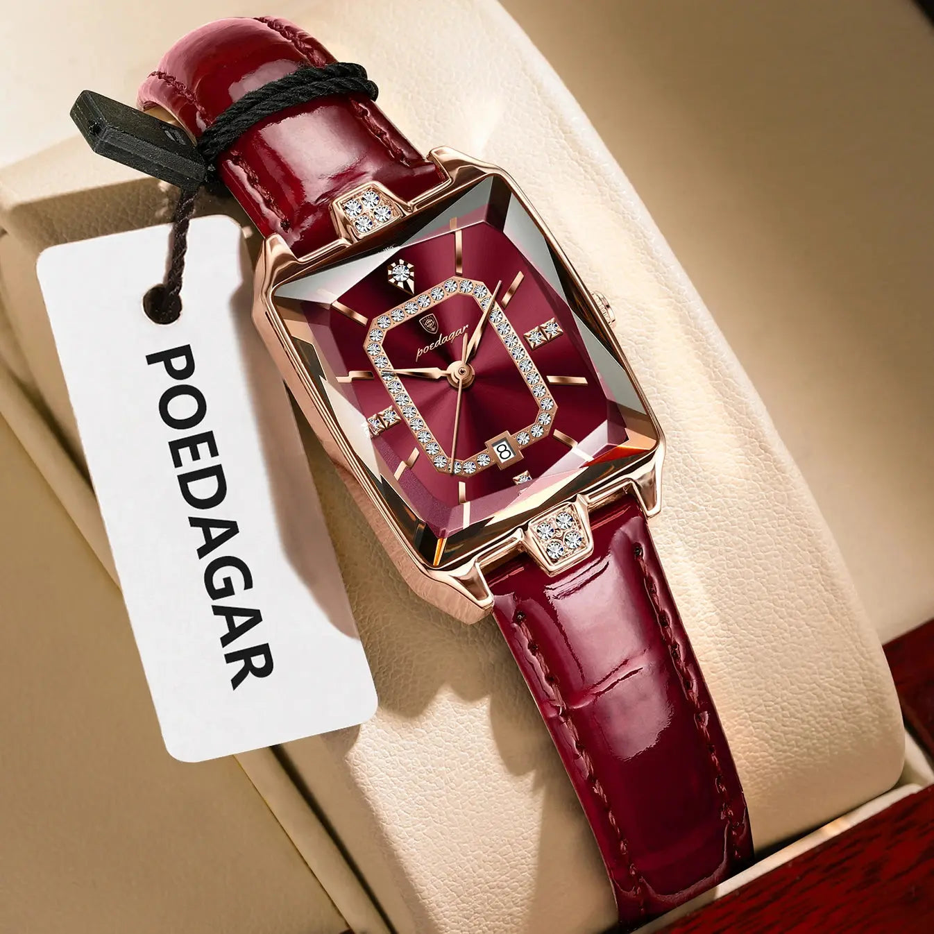 POEDAGAR Rectangle Luxury Women's Watches Waterproof Date Leather Woman Watch Elegant Fashion Quartz Women Wristwatch Reloj Gift My Store
