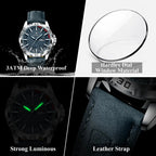POEDAGAR Original Man Wristwatch Top Luxury Waterproof Luminous Date Week Watch For Men Quartz Sport Leather Men's Watches Reloj Gola Watches