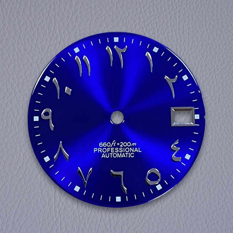 28.5mm S Logo Silver Nail Arabic Sunburst Dial Fit NH35/NH36/7S/4R Movement Dial Watch Modification Accessories