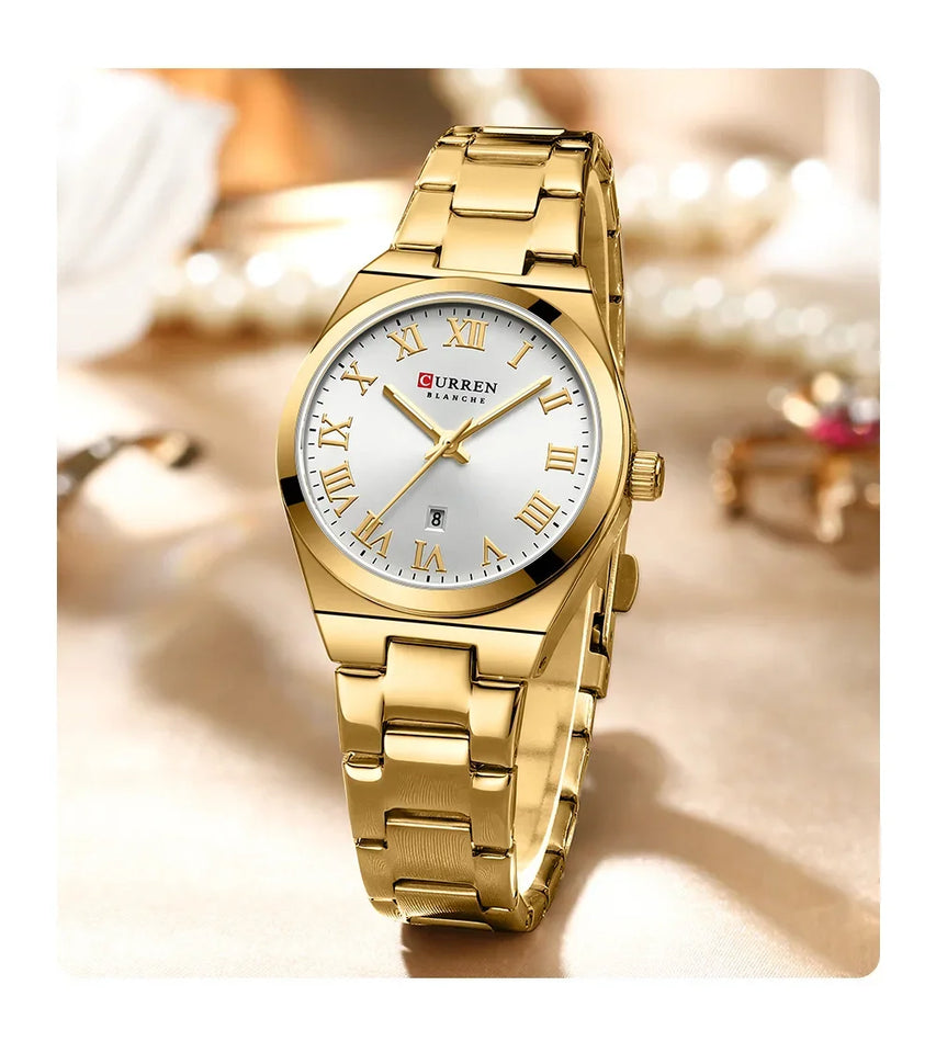 CURREN Watch Women,Watches for Women,Ladies Watches,Waterproof Fashion Dress Stainless Steel Bracelet Analog Watches Date