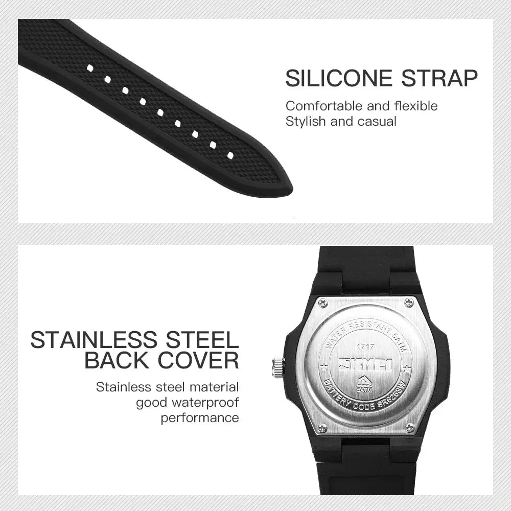 SKMEI 1717  Fashion Sport Mens Wristwatches Time Male Clock Waterproof relogios masculinos Casual Men Quartz Watch Gola Watches