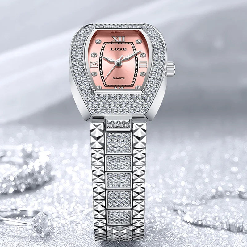 LIGE Fashion Luxury Square Watch For Woman Luminous Waterproof Date Ladies Watch Elegant Women's Quartz Watches Relogio Feminino