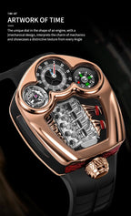 NEW PINDU Design Engine Series Quartz Watch Men Stainless steel Compass Waterproof TOP-luxurious Swiss quartz 762 movement watch Gola Watches