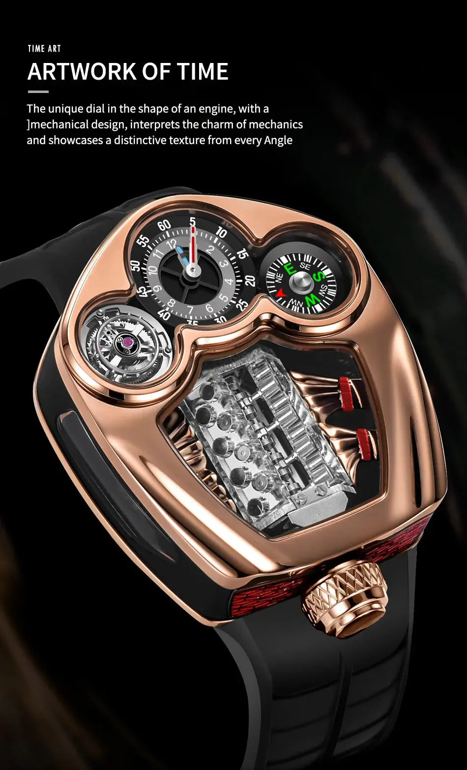 NEW PINDU Design Engine Series Quartz Watch Men Stainless steel Compass Waterproof TOP-luxurious Swiss quartz 762 movement watch Gola Watches